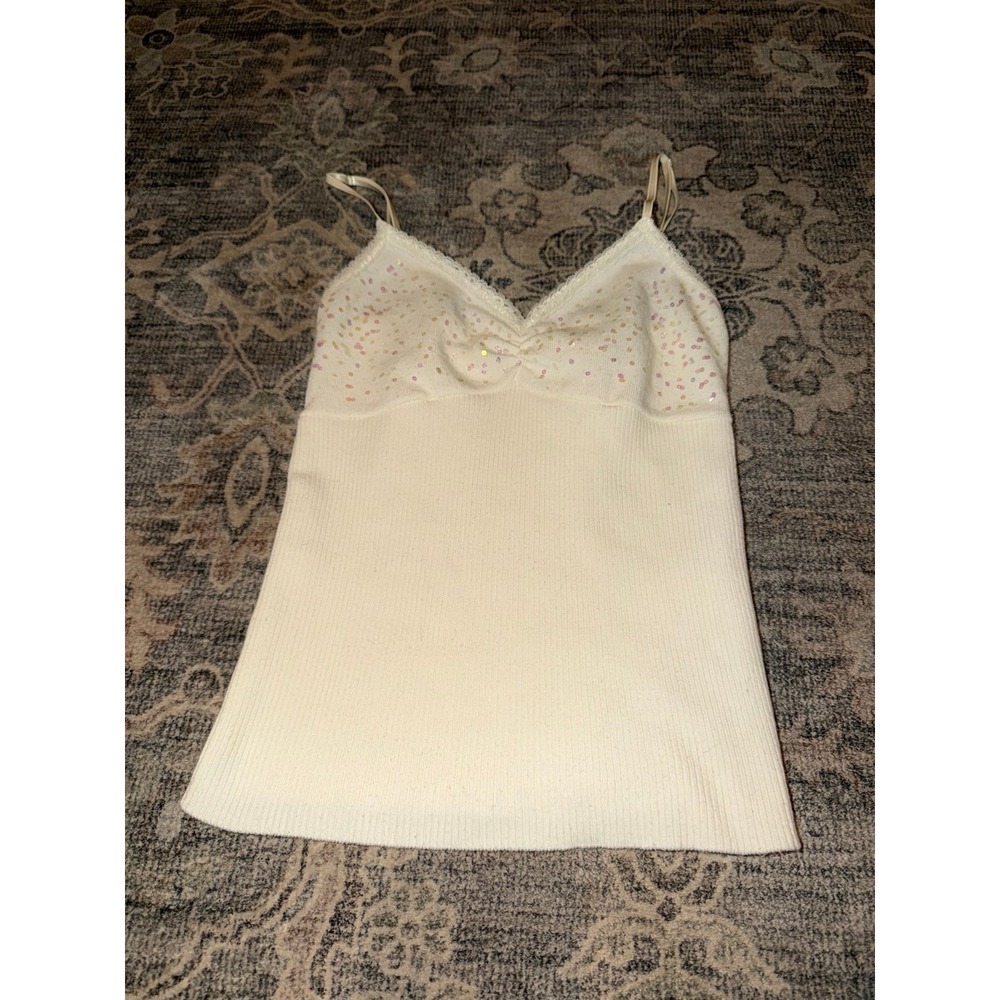 Georgiou Studio Sequin Ribbed Tank Vintage Y2K